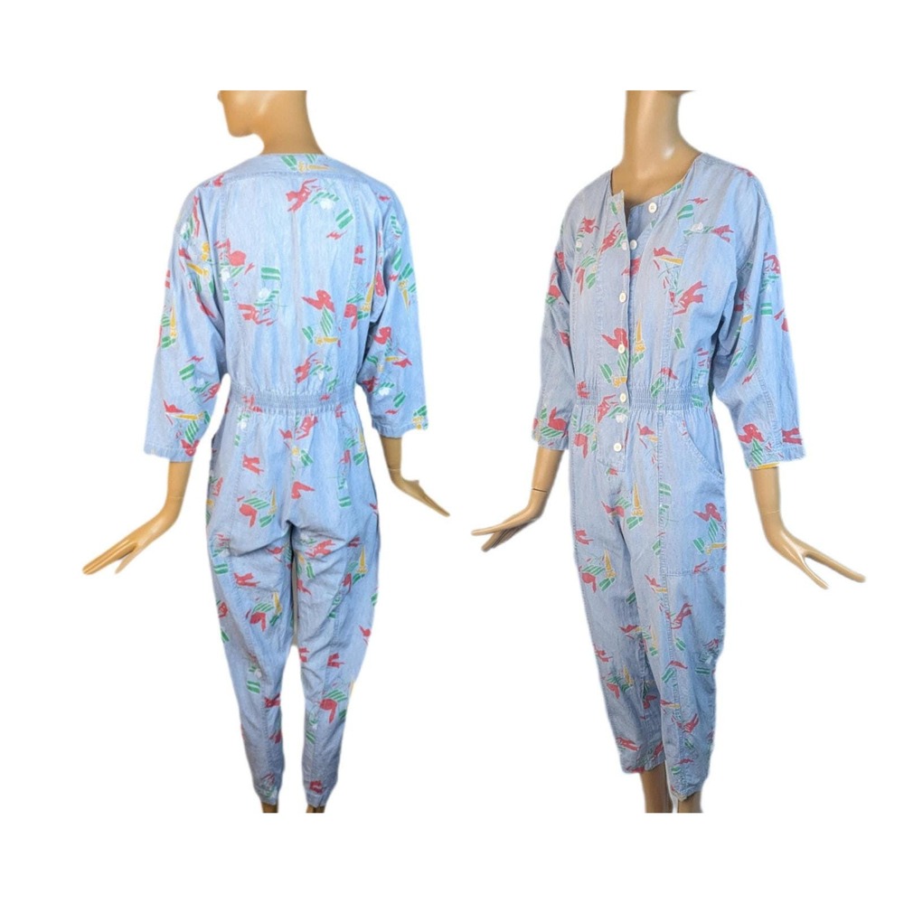 Vintage 80's Dianne Von Furtsenberg cotton printed jumpsuit‎ one piece outfit
